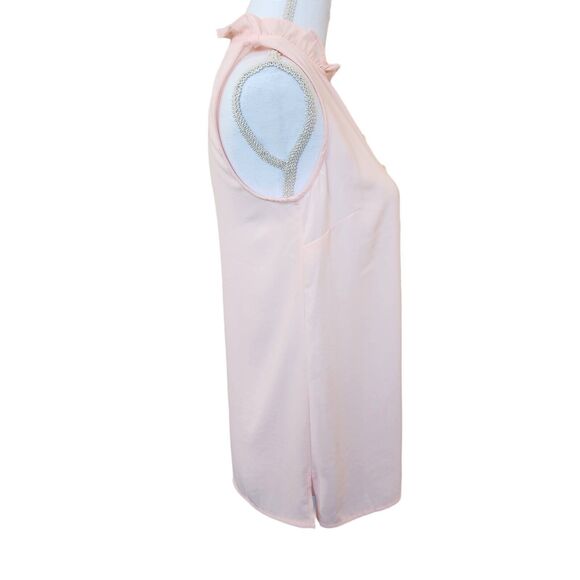 Talbots Womens Tank Top Ruffle Trim Light Pink XS Thin Lightweight Polyester - Picture 5 of 9
